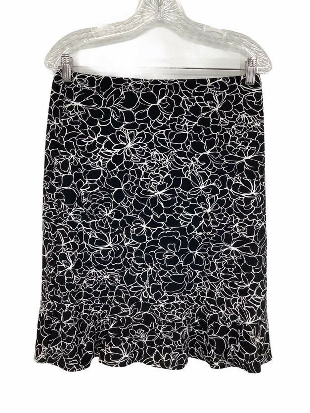 George Black & white Floral Print Skirt M 8/10